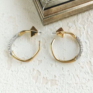 Alexis Bittar Crystal Two Tone Pave Hoop Earring